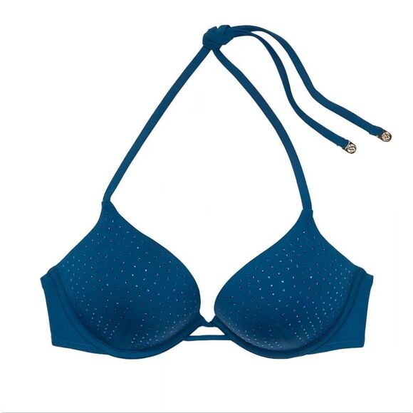 1009 NWT VS Essential Bombshell Add-2-Cups Diamanté Push-Up Bikini Top 32A - Picture 1 of 6